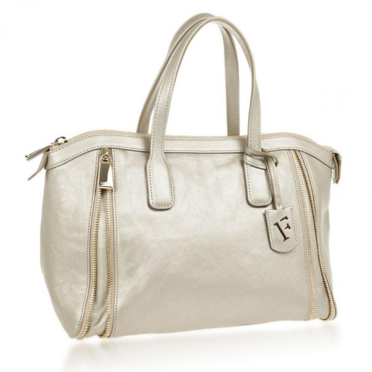 Pre Owned Furla Onyx Pebbled Leather 'Amazzone' Zip Hobo