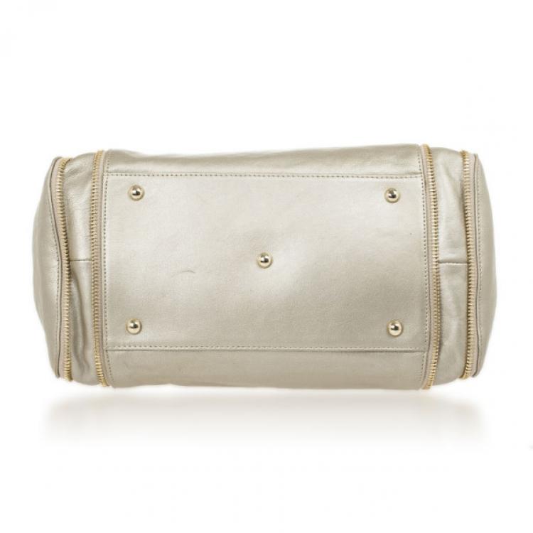 Pre Owned Furla Onyx Pebbled Leather 'Amazzone' Zip Hobo