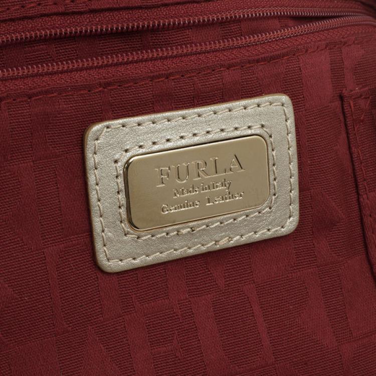 Pre Owned Furla Onyx Pebbled Leather 'Amazzone' Zip Hobo