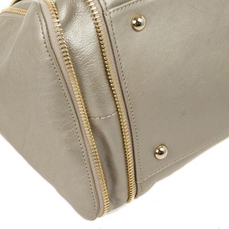 Pre Owned Furla Onyx Pebbled Leather 'Amazzone' Zip Hobo