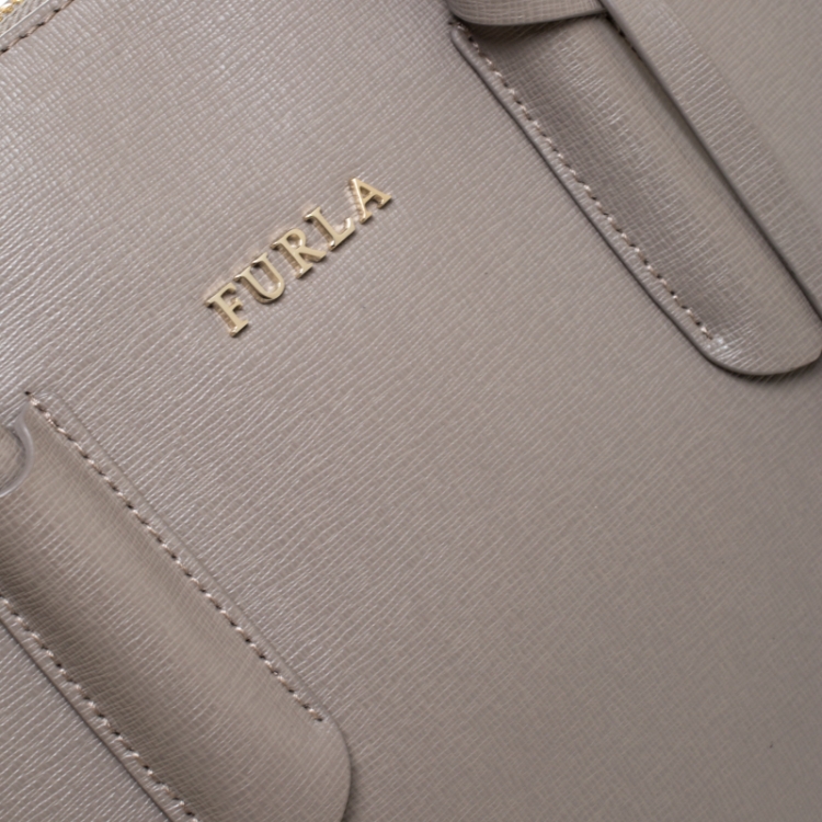 Pre Owned Furla Grey Leather Back Giada Satchel 