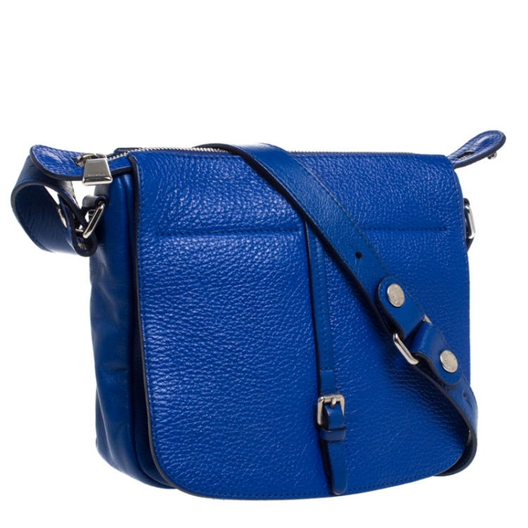 Pre Owned Furla Electric Blue Leather Messenger Bag