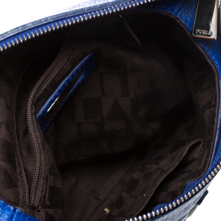 Pre Owned Furla Electric Blue Leather Messenger Bag