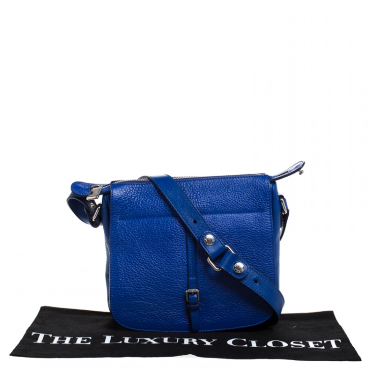 Pre Owned Furla Electric Blue Leather Messenger Bag
