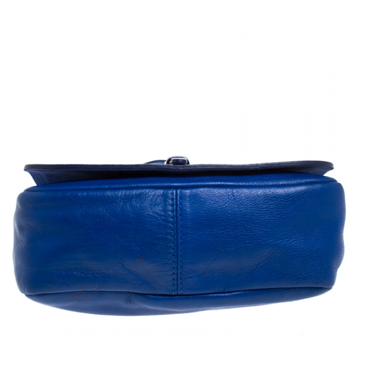 Pre Owned Furla Electric Blue Leather Messenger Bag