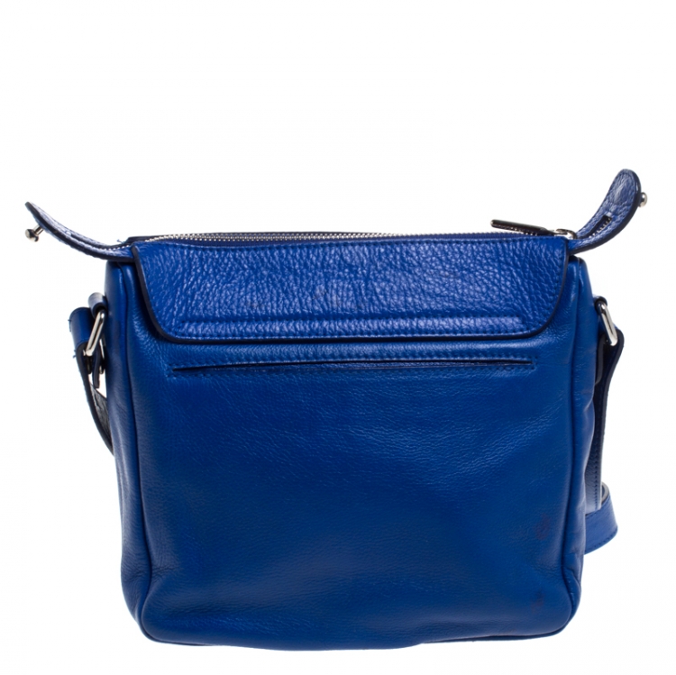 Pre Owned Furla Electric Blue Leather Messenger Bag