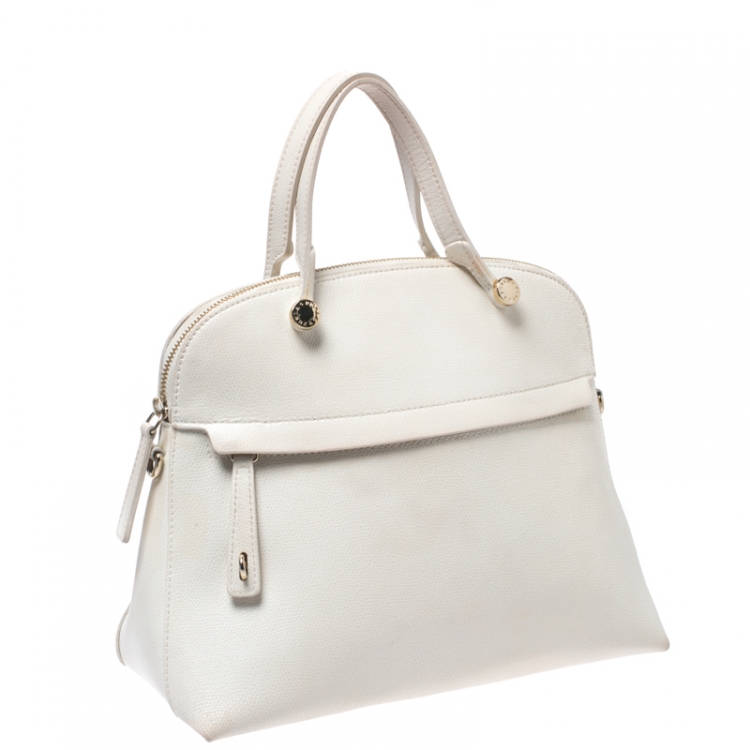 Pre Owned Furla Cream Leather Piper Dome Satchel