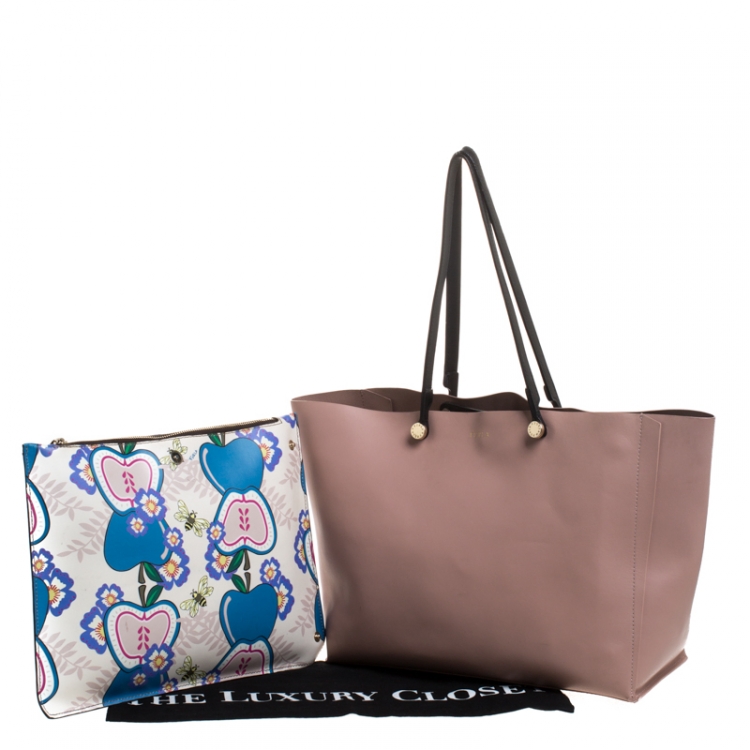 Pre Owned Furla Pink/Black Leather Eden Tote 