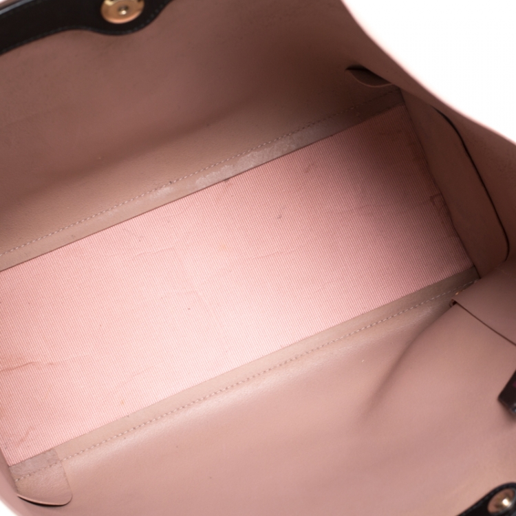 Pre Owned Furla Pink/Black Leather Eden Tote 