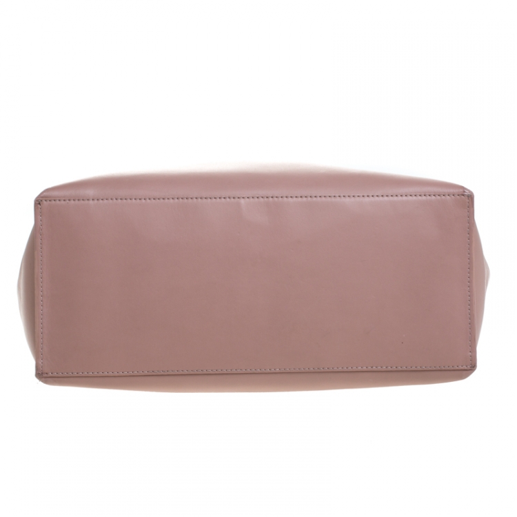 Pre Owned Furla Pink/Black Leather Eden Tote 