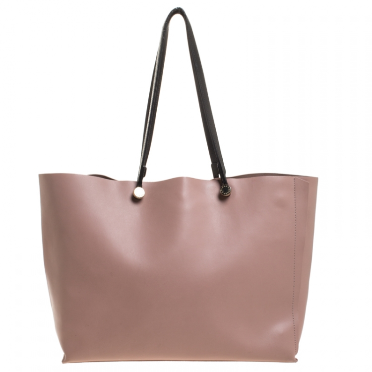 Pre Owned Furla Pink/Black Leather Eden Tote 