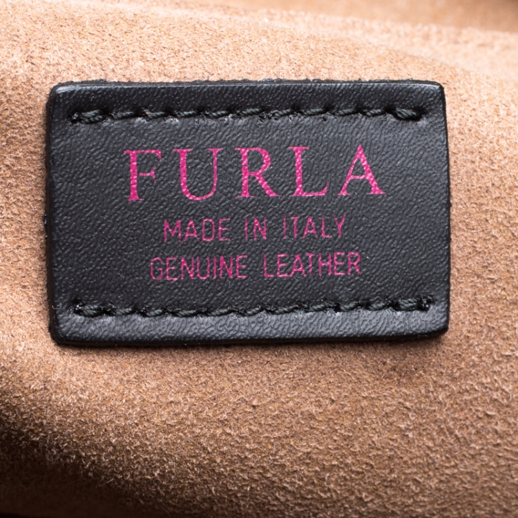 Pre Owned Furla Tricolor Stripe Leather Satchel 