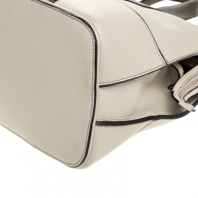 Pre Owned Furla Tricolor Stripe Leather Satchel 