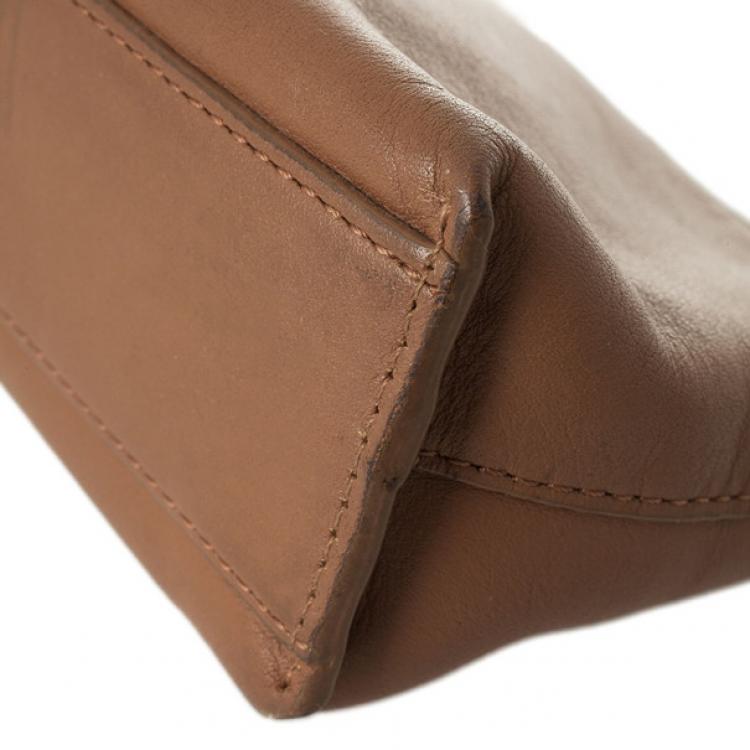 Pre Owned Furla Brown Leather Make Up Pouch