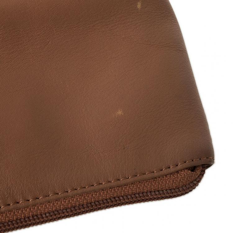 Pre Owned Furla Brown Leather Make Up Pouch