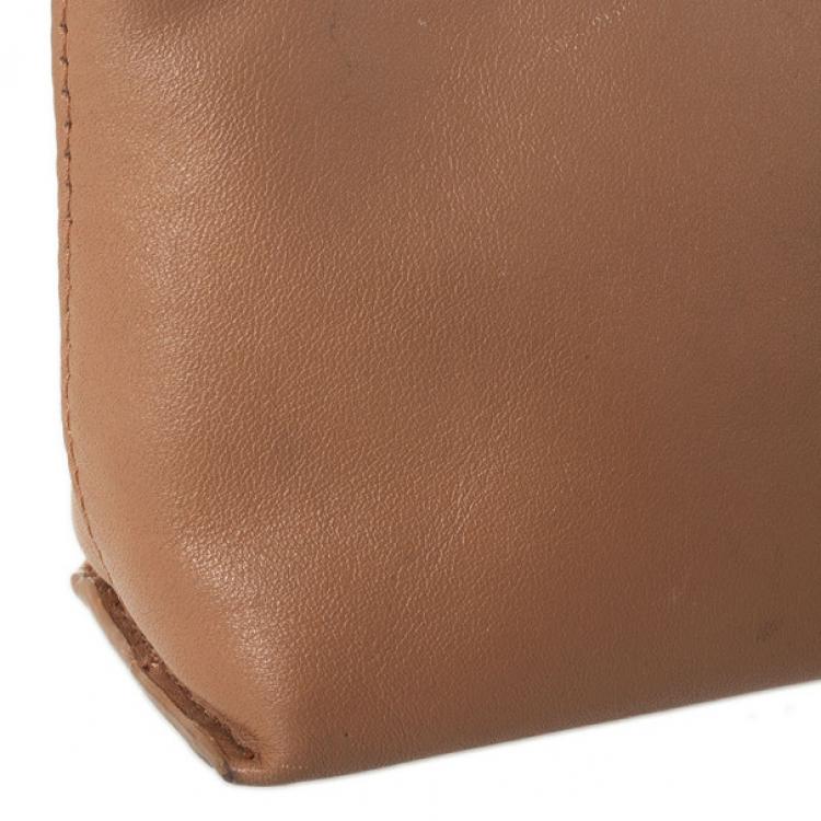Pre Owned Furla Brown Leather Make Up Pouch