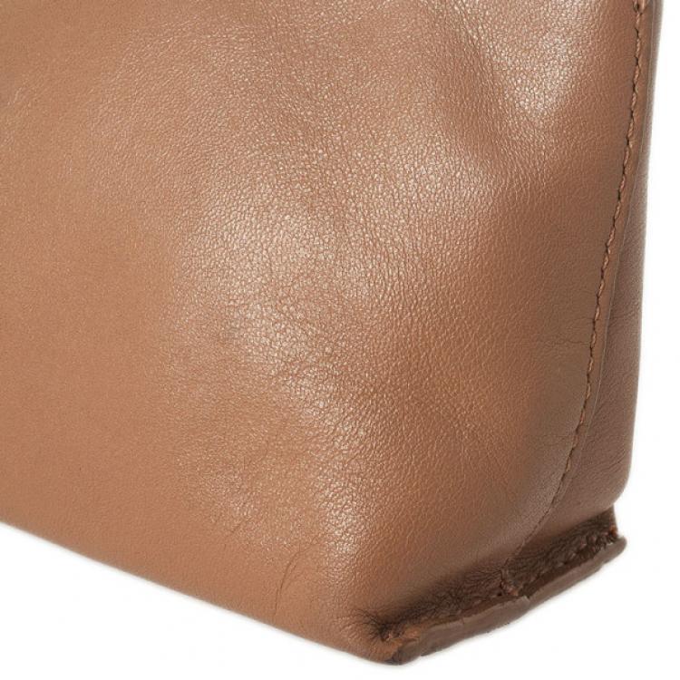 Pre Owned Furla Brown Leather Make Up Pouch