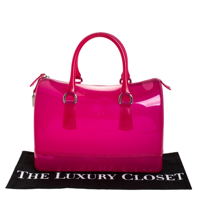 مملوكة مسبقًا Furla Fuchsia Glossy Rubber Candy Satchel