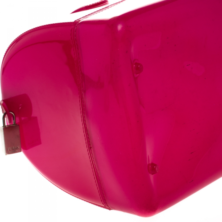 مملوكة مسبقًا Furla Fuchsia Glossy Rubber Candy Satchel