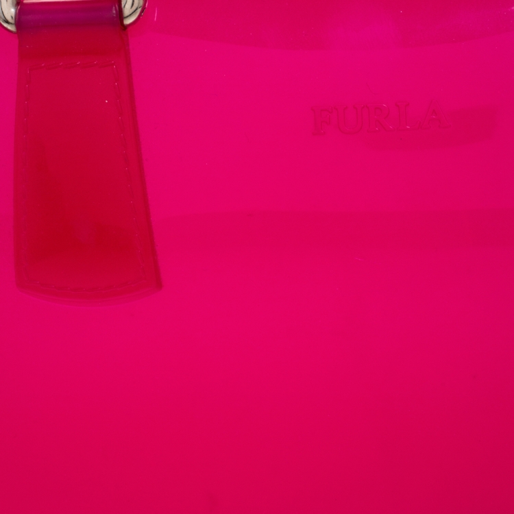 مملوكة مسبقًا Furla Fuchsia Glossy Rubber Candy Satchel
