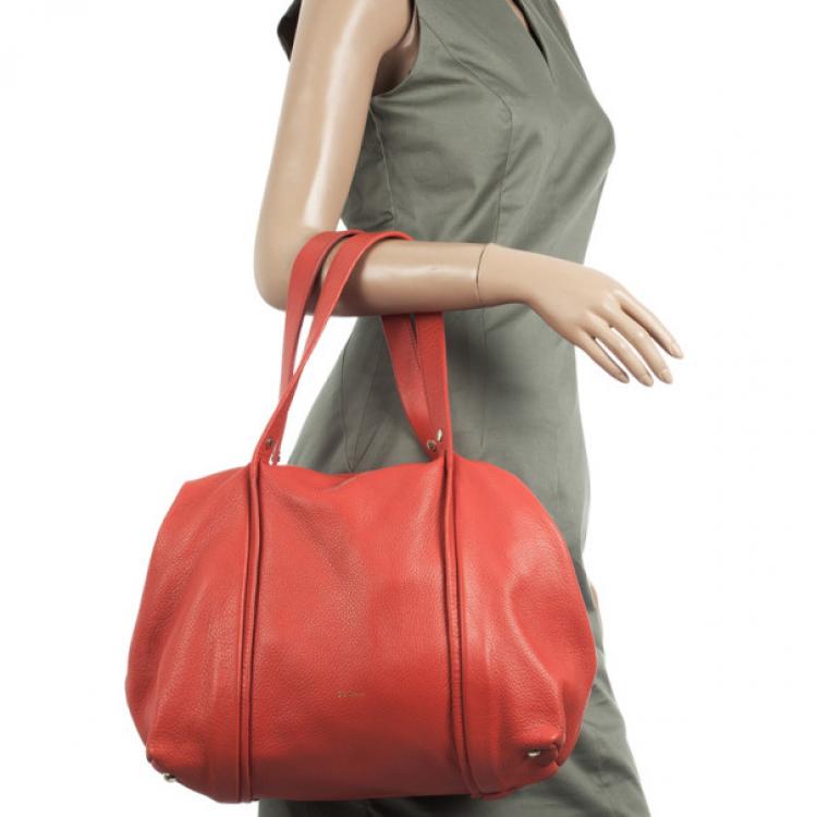 Pre Owned Furla Red Leather Medium Hobo