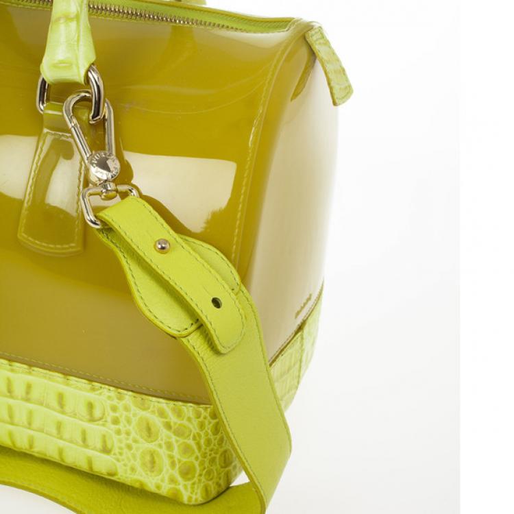 مملوكة مسبقًا Furla Green Candy Croco Rubber Satchel