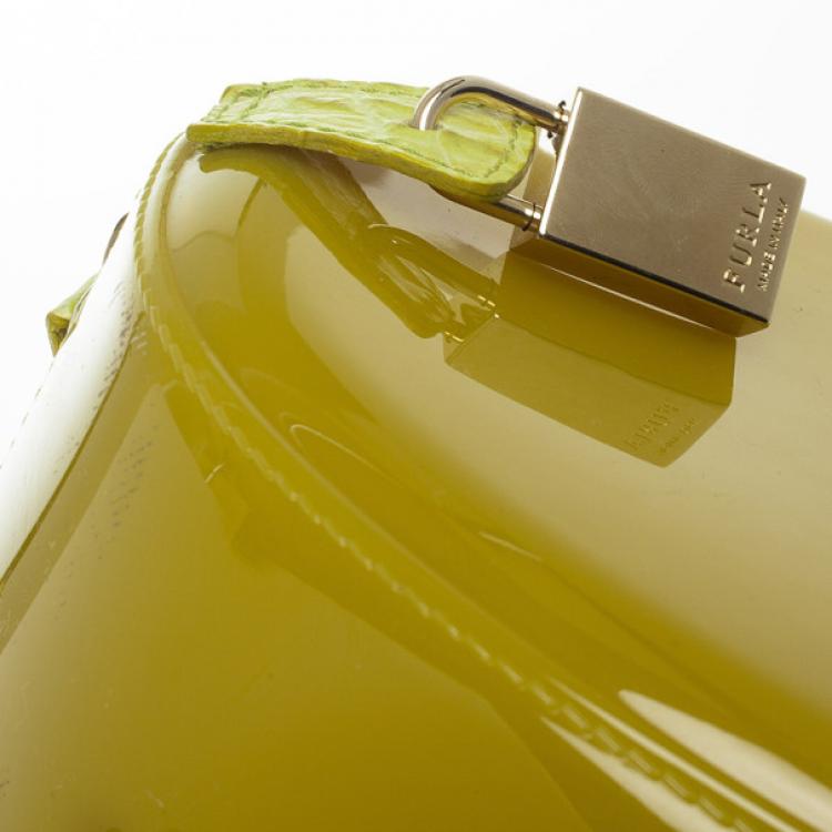 مملوكة مسبقًا Furla Green Candy Croco Rubber Satchel