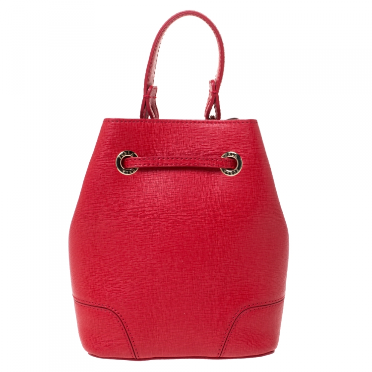 Pre Owned Furla Red Leather Stacy Drawstring Crossbody Bag