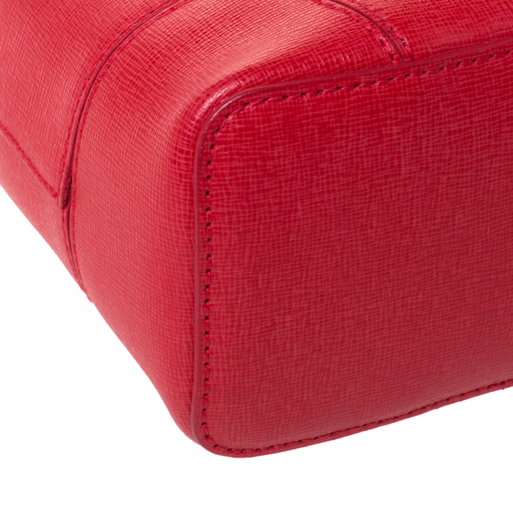 Pre Owned Furla Red Leather Stacy Drawstring Crossbody Bag