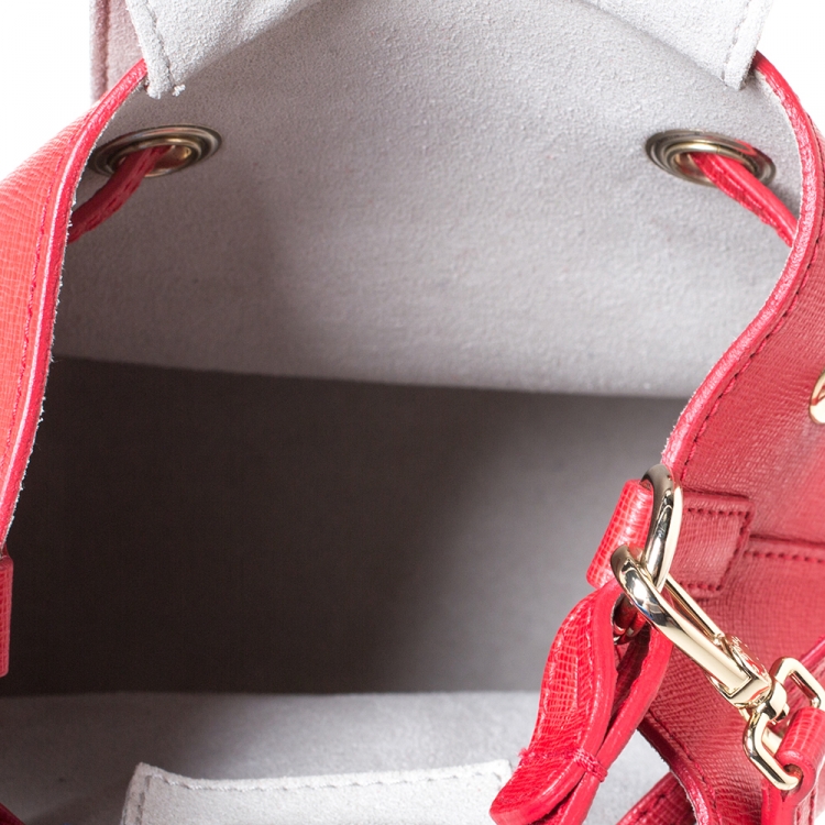 Pre Owned Furla Red Leather Stacy Drawstring Crossbody Bag