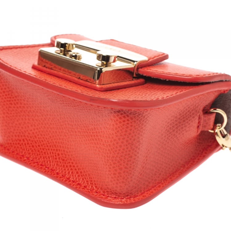 Pre Owned Furla Orange Leather Metropolis Coin Purse