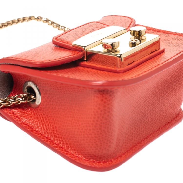 Pre Owned Furla Orange Leather Metropolis Coin Purse