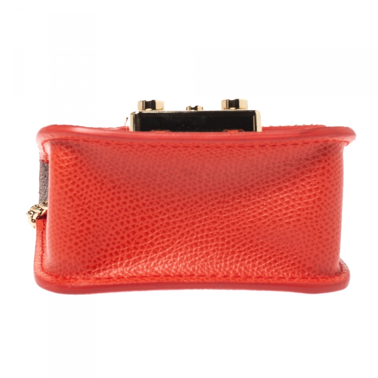 Pre Owned Furla Orange Leather Metropolis Coin Purse