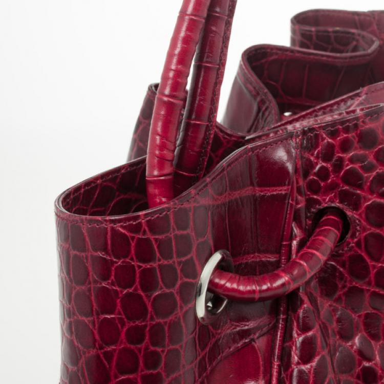 مملوكة مسبقًا Furla Cherry Croc Embossed Leather 'New Shopper' Hobo
