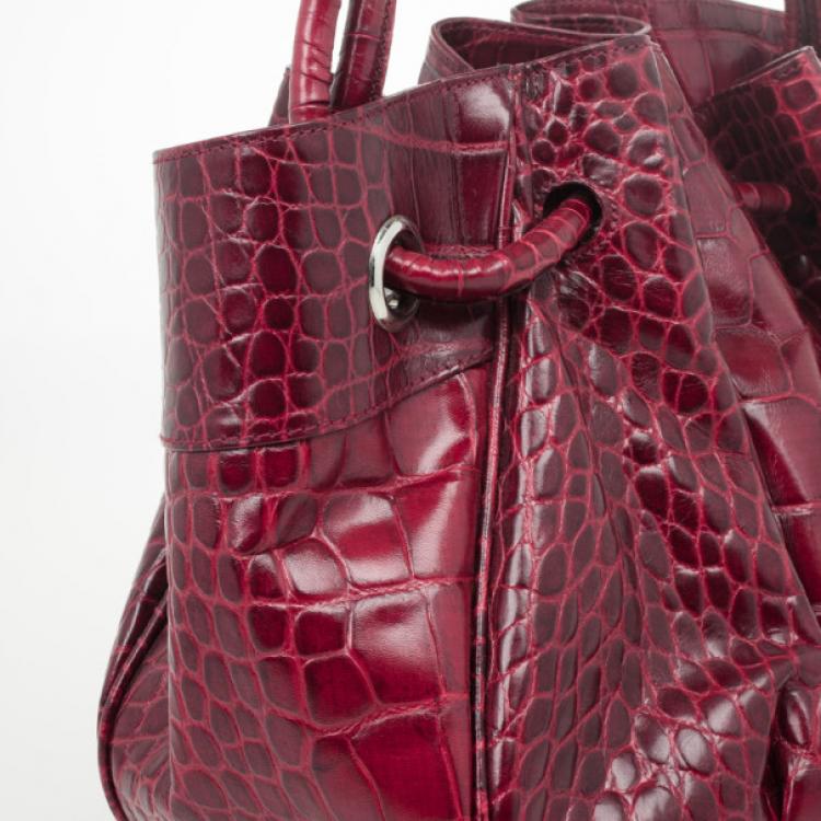 مملوكة مسبقًا Furla Cherry Croc Embossed Leather 'New Shopper' Hobo