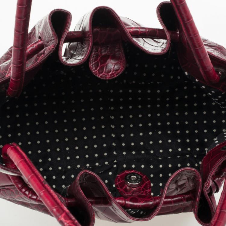 مملوكة مسبقًا Furla Cherry Croc Embossed Leather 'New Shopper' Hobo