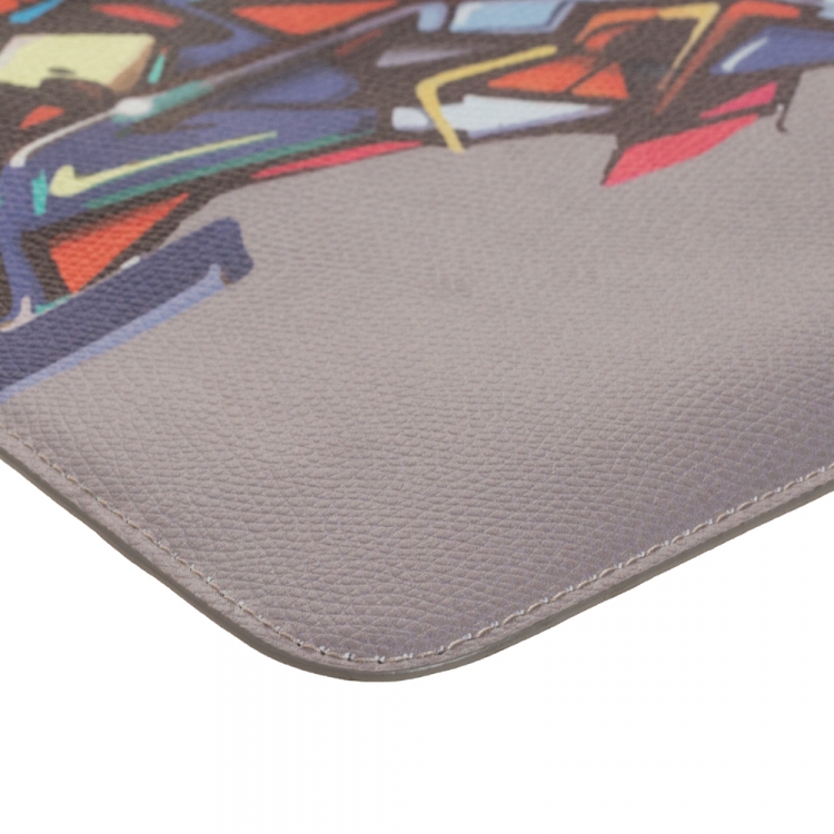 Pre Owned Furla Multicolor Printed Leather Wristlet Pouch