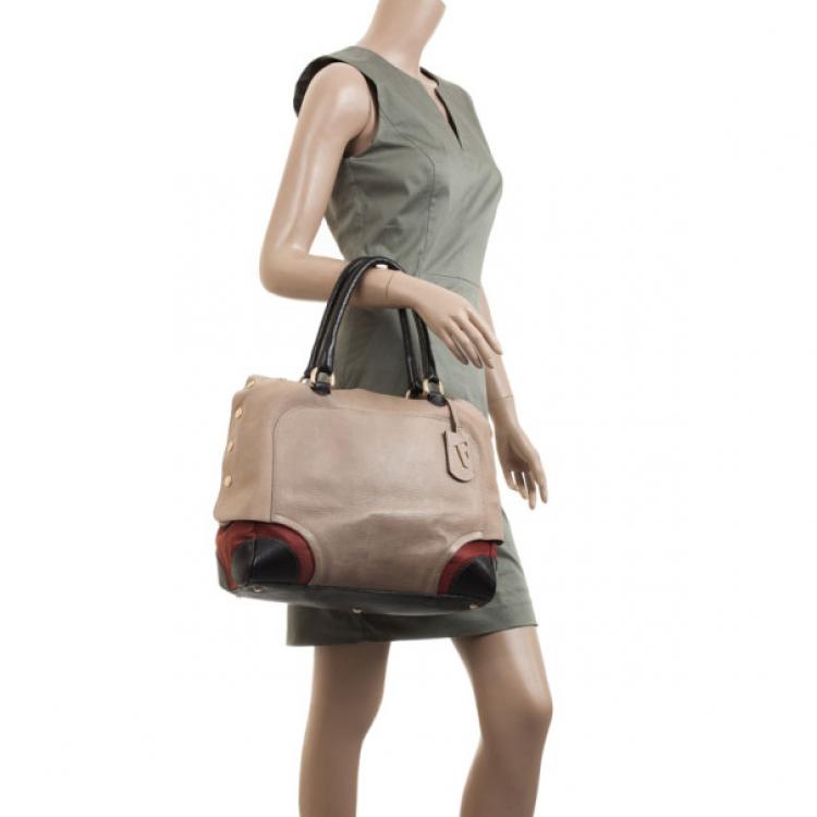 Pre Owned Furla Tan Royal Popper Colour Block Tote