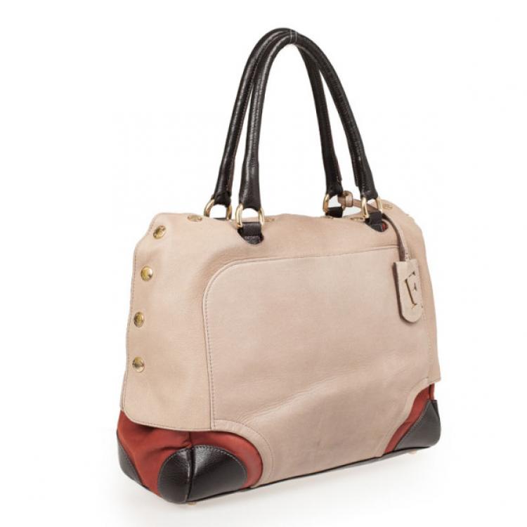 Pre Owned Furla Tan Royal Popper Colour Block Tote