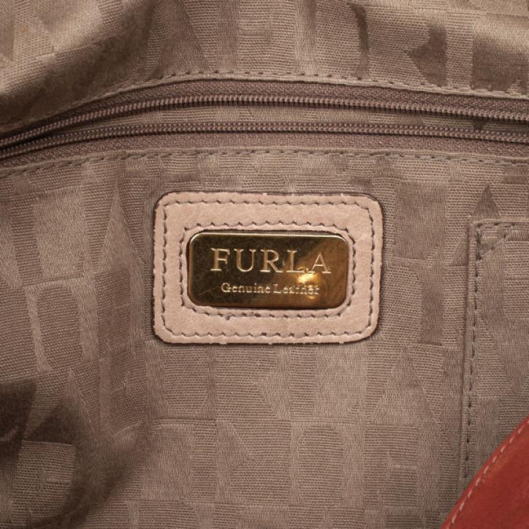 Pre Owned Furla Tan Royal Popper Colour Block Tote