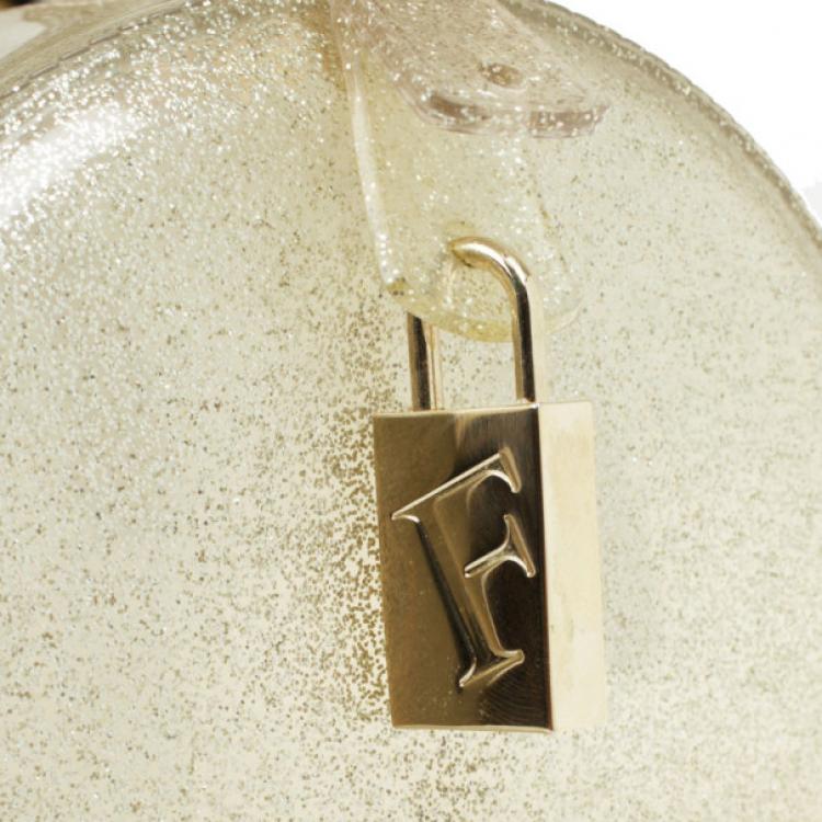 Pre Owned Furla Silver Glitter Candy Rubber Satchel