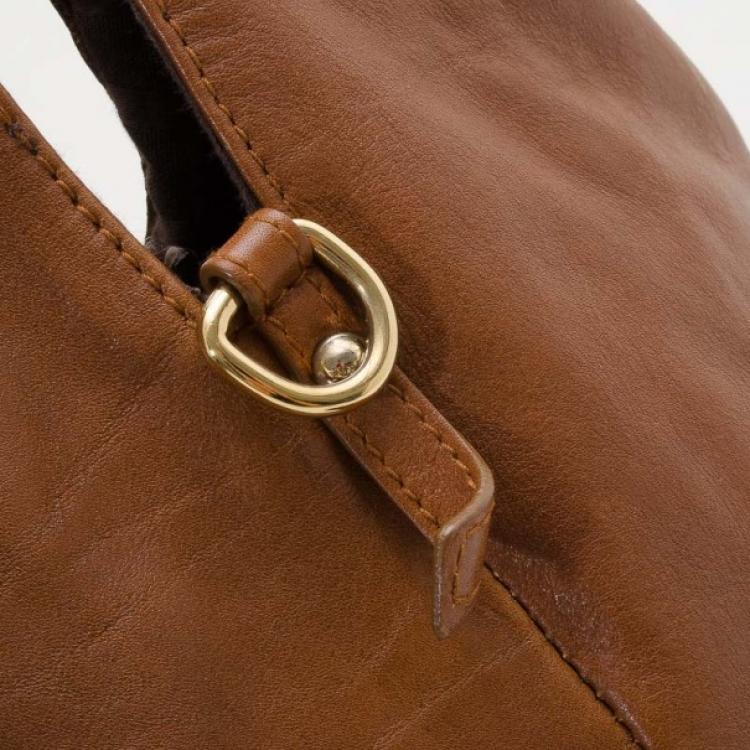 Pre Owned Furla Camel Pebbled Leather Salome Large Hobo