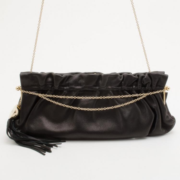 Pre Owned Furla Gathered Satin Chain Shoulder Bag 