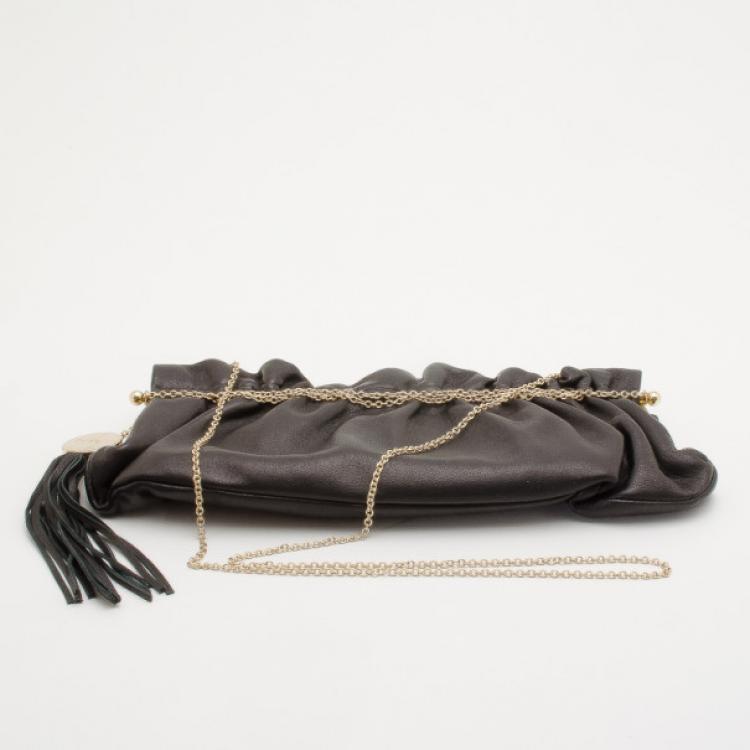 Pre Owned Furla Gathered Satin Chain Shoulder Bag 