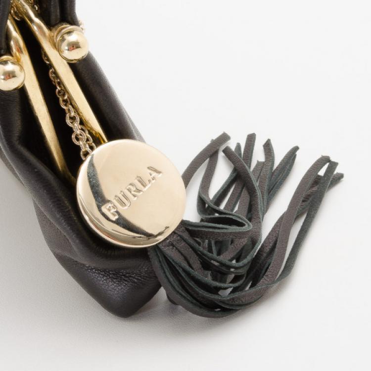 Pre Owned Furla Gathered Satin Chain Shoulder Bag 