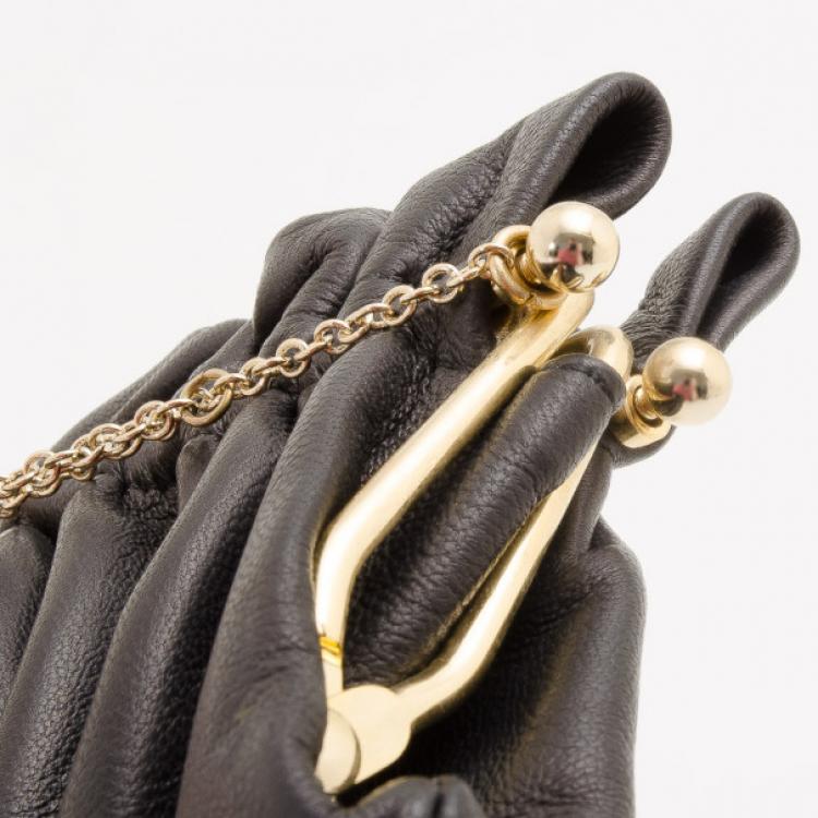 Pre Owned Furla Gathered Satin Chain Shoulder Bag 