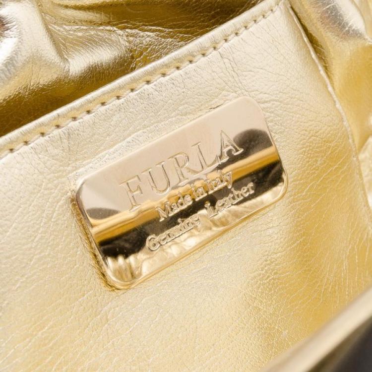 Pre Owned Furla Gathered Satin Chain Shoulder Bag 