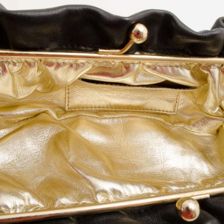 Pre Owned Furla Gathered Satin Chain Shoulder Bag 