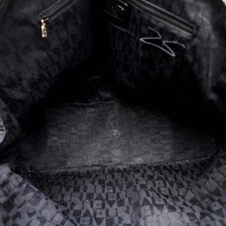 Pre Owned Furla Black Croc Embossed Dome Satchel