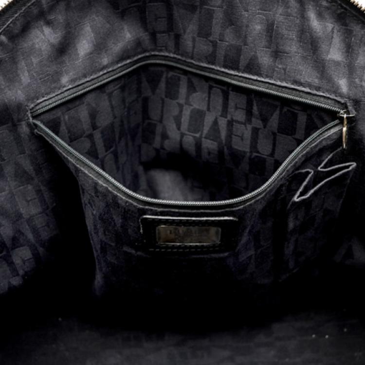 Pre Owned Furla Black Croc Embossed Dome Satchel